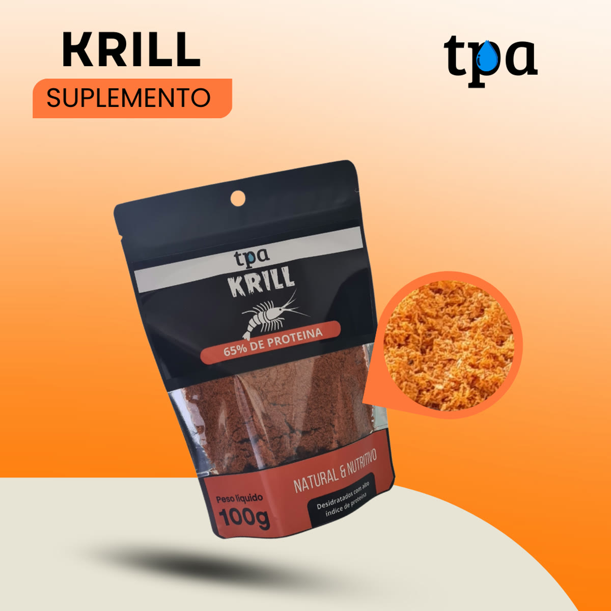 Krill For Dogs — suplemento 65% de proteína, 100g